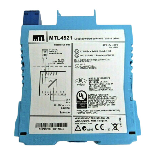 MTL4521 | MTL 1-Channel Loop Powered Solenoid/Alarm Driver